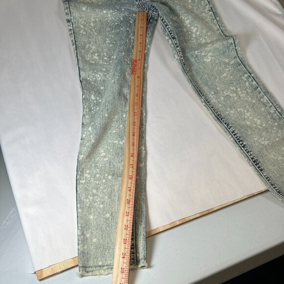 Girls Size 14 Acid Wash Denim Straight Leg Raw Fringe Bottom Trendy Y2K Fun NWT - Picture 9 of 13